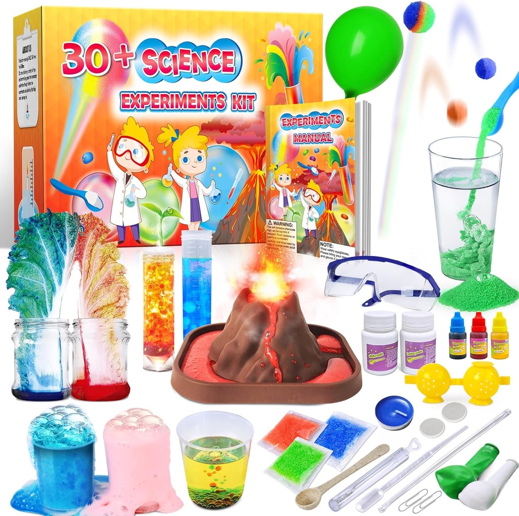 UNGLINGA 30 + Experiments Science Kits for Kids, S.T.E.M Vzdělávací projekt Aktivity hraček pro dívky, Chemie Set, Bouncy Ball, Volcano Eruption