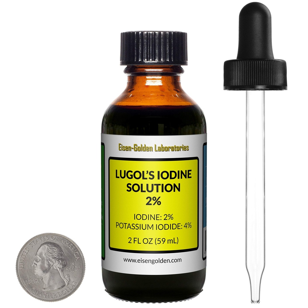 Lugol 's jód / 2% Solution / 2 Oz in an Amber Glass Bottle / Free Dropper
