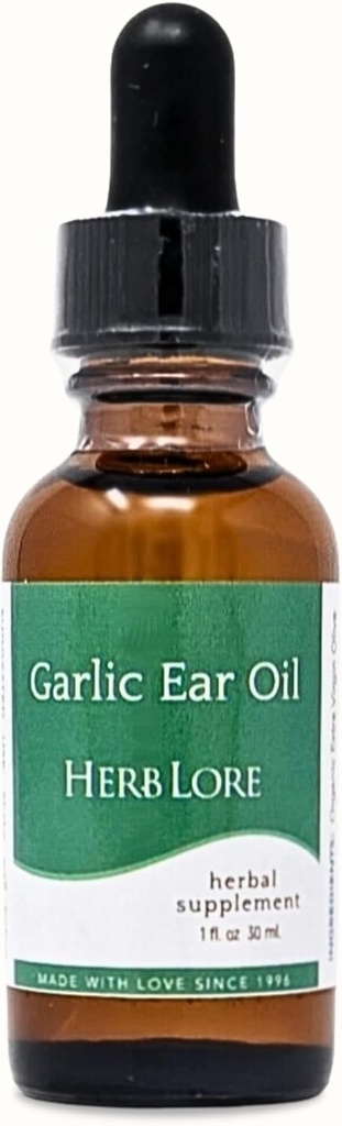 Česnek Ušní olejové kapky - Povrch, ltchy, nebo ucpané uši pro děti a dospělé - 1 fl oz - Herb Lore