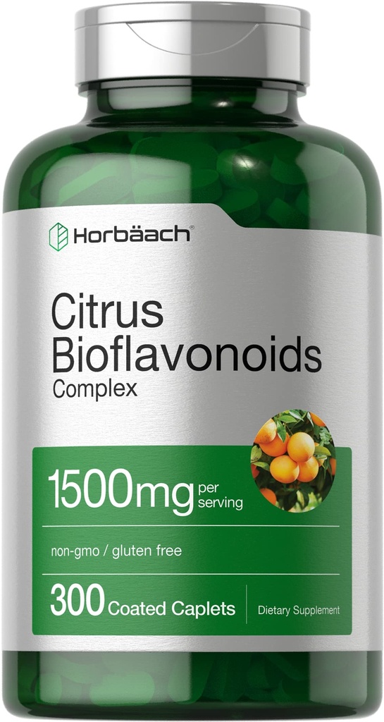 Horbäach Citrus Bioflavonoids dodatek 124; 1500mg colum124; 300 Caplet colum124; Vegetarian, Non- GMO, a gluten Free Formule colum124; Velikost hodnoty