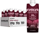 Evolve Plant Based Protein Shake, Berry Medley, 20g Vegan Protein, Imunitate Support, Vitamin C & Zinek, Dairy Free, No umělé sladkosti, Non- GMO, 10g Fiber, 11oz, (12 Pack) (Formule May Vars)