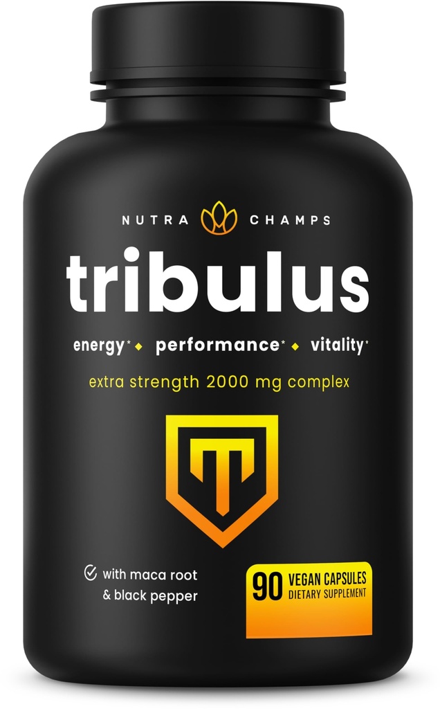 NutraChamps Tribulus Terrestris pro muže, 2000mg Supplement Booster for Energy, Vitality, Stamina & Performance, Extra Strength Saponins, 90 Vegan Kapsle