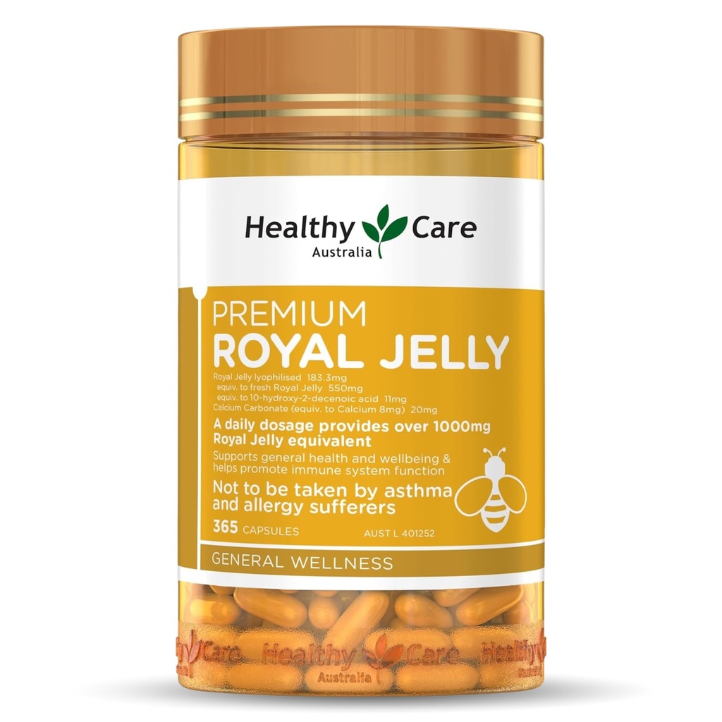 Zdravá péče Royal Jelly 1000 365 Kapsle doplňky Vyrobeno v Austrálii