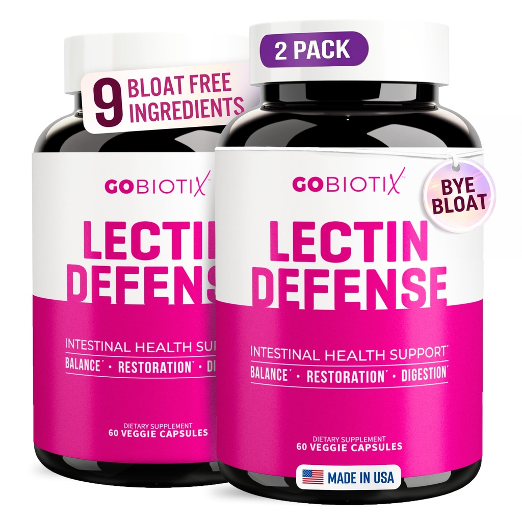 GOBIOTIX Lectin Defense - Lectin Blocker Supplement for Leaky Gut with MSM and Digestive Enzymes - AIDS in Intestinal Health for Women and Men - Non- GMO + gluten Free - 60 Kapsle (2)