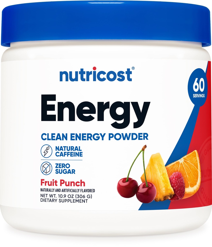 Nutricost energetický komplex (ovocný punč) (60 Služeb) - Čistá energie prášek, 300g Dietní dodatek