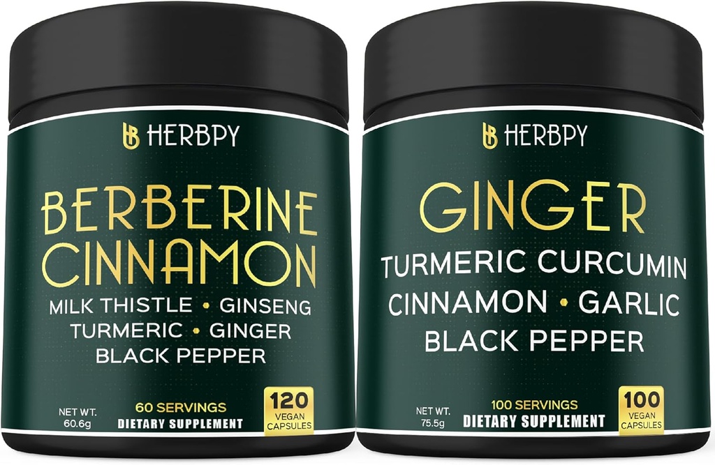 Bundle 7in1 Berberine HCl & 5in1 Ginger dodatek - Podpora imunitního, stravovacího a srdečního zdraví