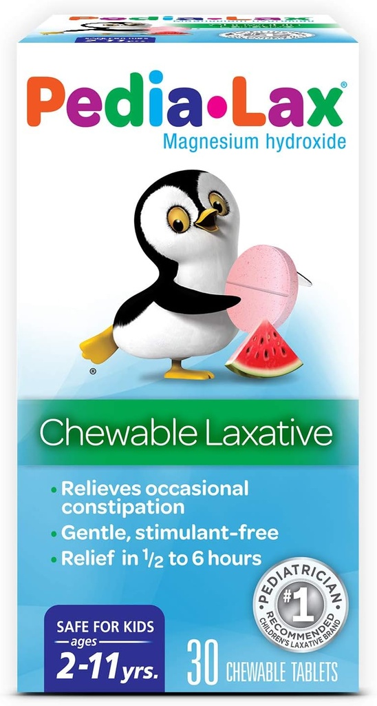 Pedia- Lax Laxative Chewable Tablety pro děti, věk 2-11, Vodní meloun Flavor, 30 CT