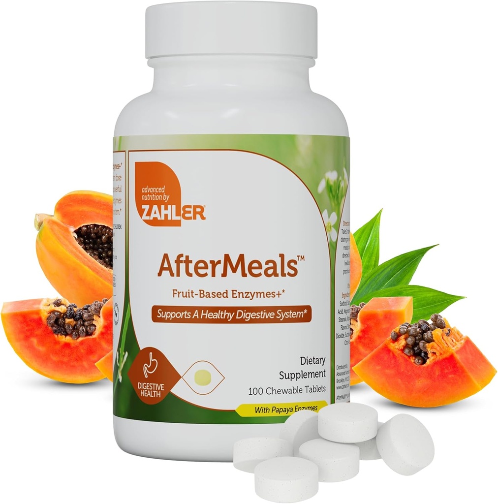 Zahler Aftermeaters, Přírodní Antacid Žvýkačky, Papaya Enzyme Žvýkací tablety, Dědičná pomoc dodatek, Certified Kosher, 100 Žvýkací tablety
