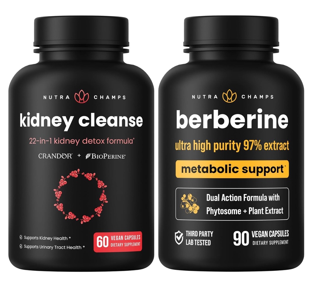 NutraChamps Kompletní ledvina Zdraví: Berberine & Ledviny Cleanse Duo