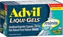 Advil Liqui- Gels Minis Pain Reliever and Fever Reducer, Pain Medicine pro dospělé s Ibuprofen 200mg pro Pain Relief - 80 Tekuté plněné kapsle