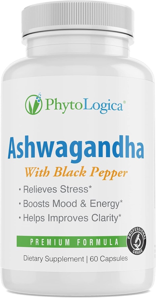 Organické Ashwagandha Kapsle s Black Pepper, Podporuje Hormony, Non- GMO, gluten- Free, Vegan, přírodní, 60 Kapsle