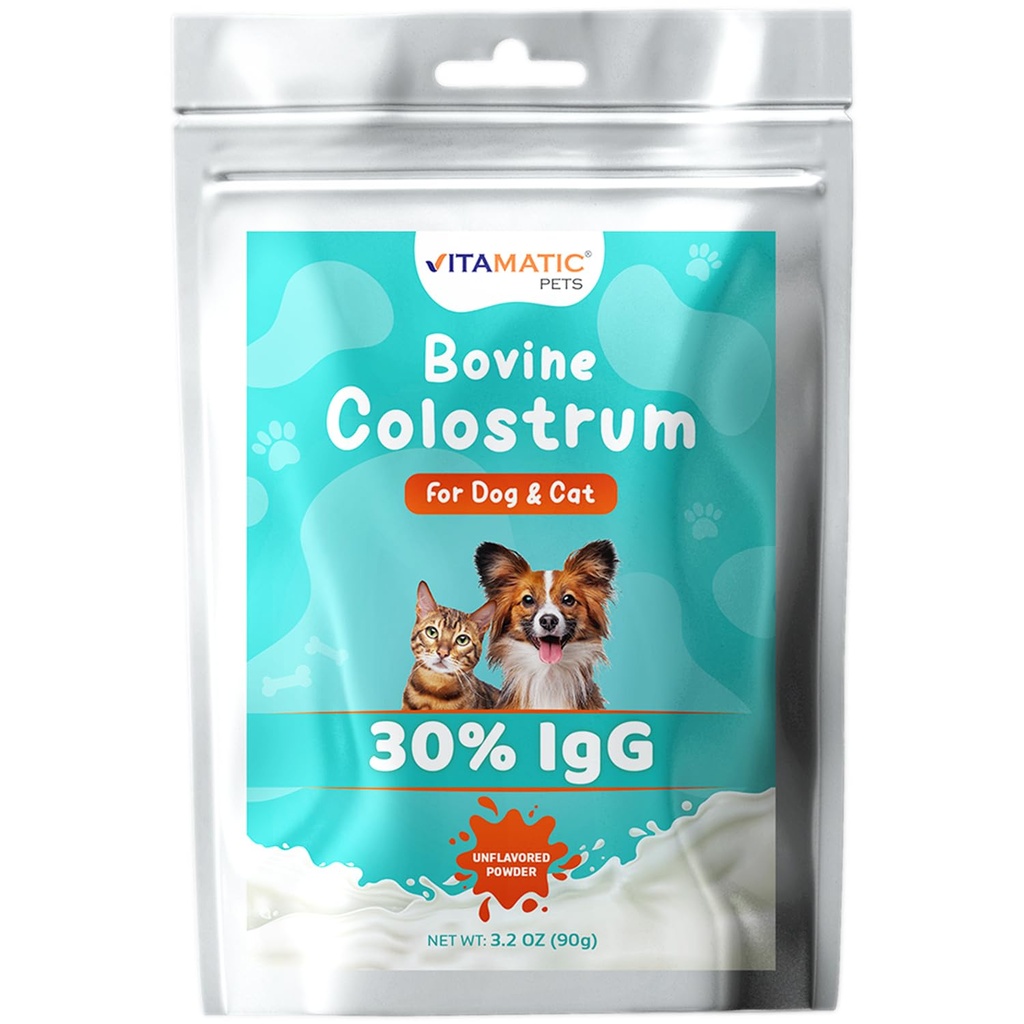 Vitamatic Bovine Colostrum pro psy a kočky, 90 Grams, 30% Imunoglobuliny, Tráva Fed