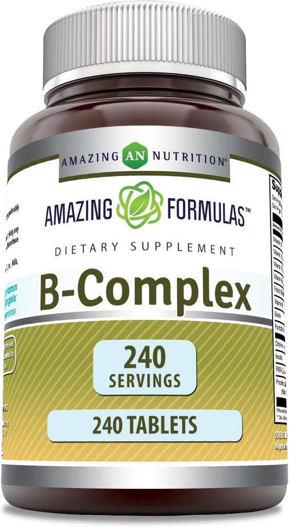 Úžasný vitamín B komplex s 11 klíčovými živinami CLAS124; Tablety dodatek CLAS124; Vitamin B1, B2, B3, B6, B12, kyselina listová, Biotin, Cholin, Inositol, PABA (240 Počet)