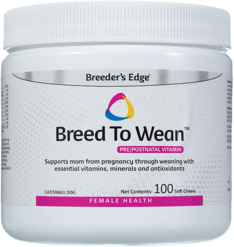Chovatelský okraj Breed to Wean, Prenatal a Postnatální Multivitamin pro psy a kočky, podporuje těhotné a ošetřující matky, dodatek poskytuje antioxidanty, vitamíny a minerály (100ct malý pes & Cat)