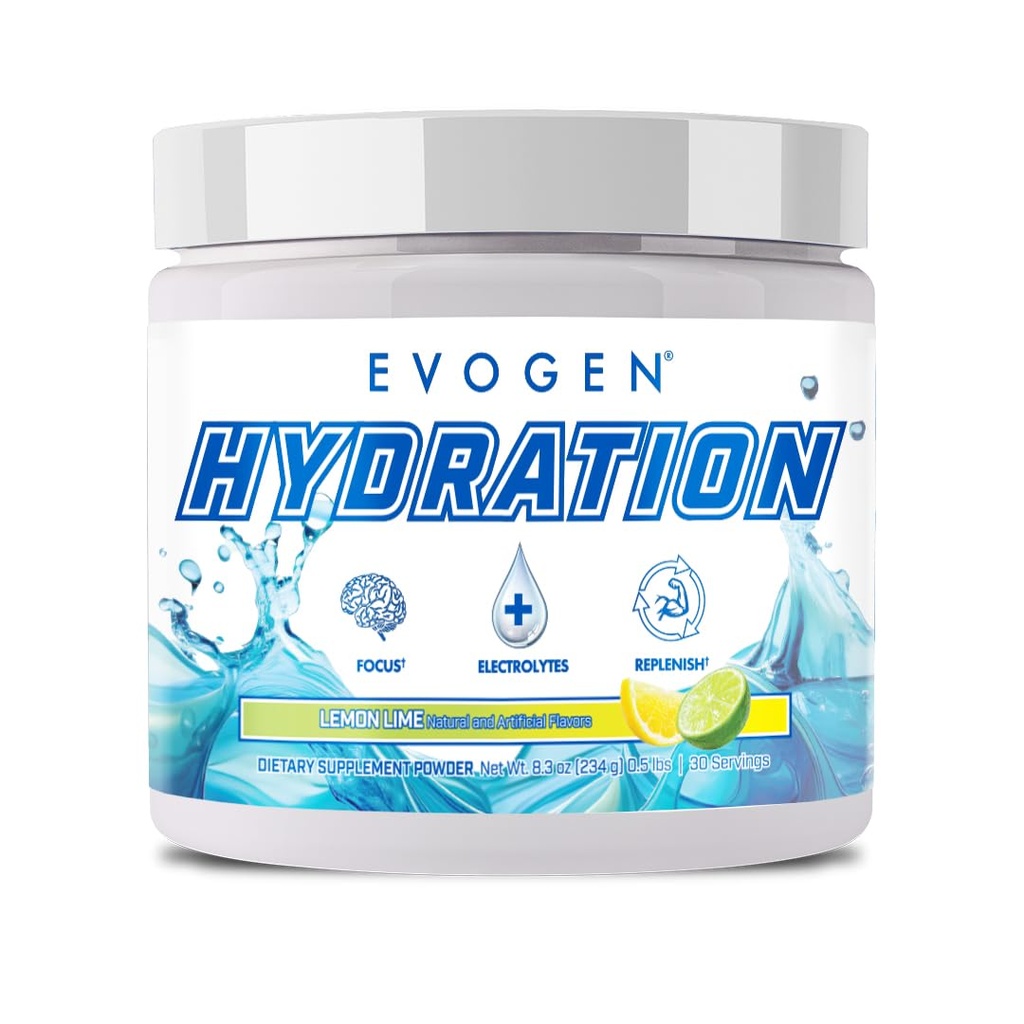 Evogen Hydration - Full Spectrum Electrolytes Powder 124; Sugar- Free Electrolyte Powder Supplement for Hydration, Energy, and Recovery OF 124; Coconut Water, B Vitamíny, Draslík 124; Lemon Lime OF 124; 30 Servings