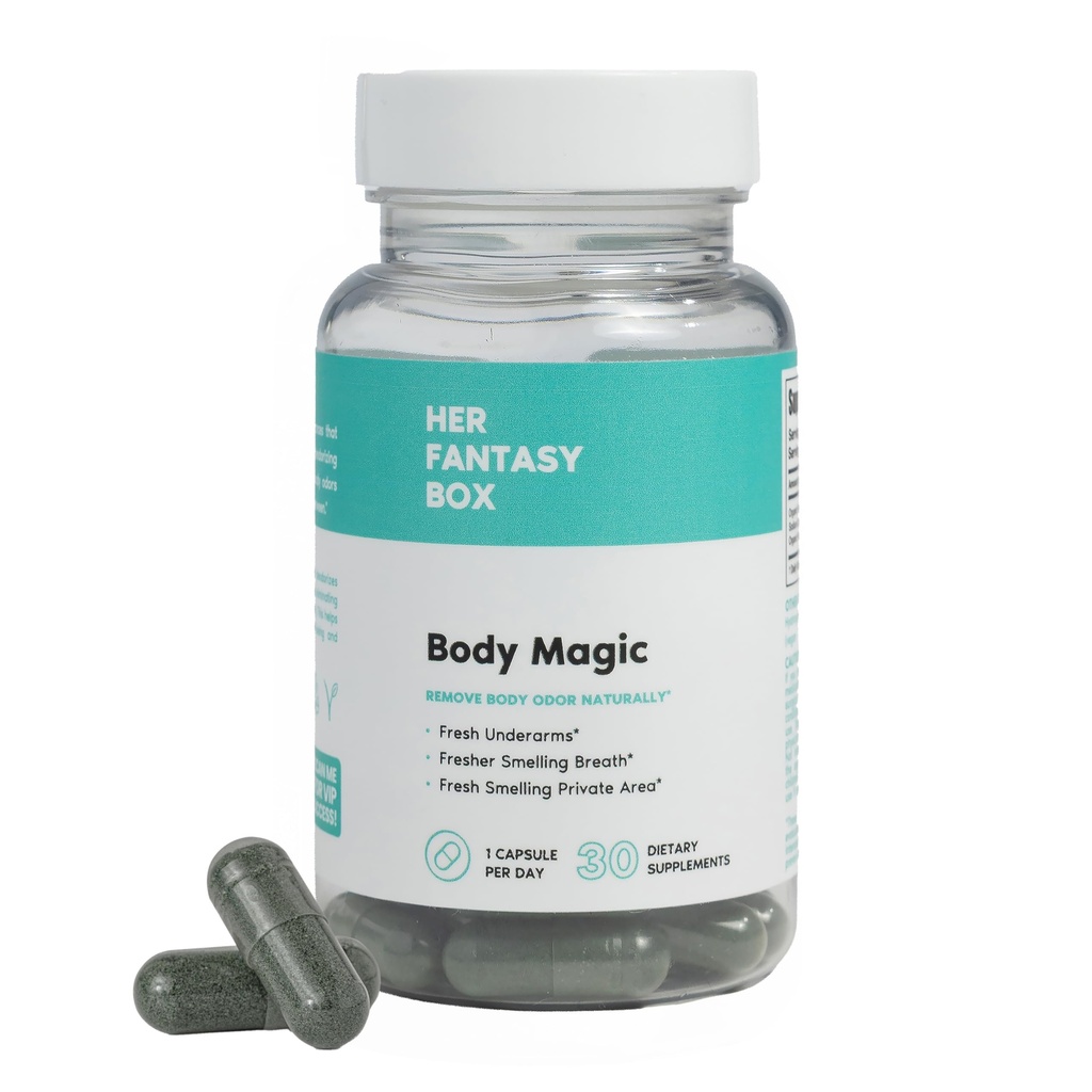 Její Fantasy Box 124; Tělo magie 124; Chlorofyl Kapsle - Vegan Detox & Digestion Podpora, Gut & Skin Health, Natural Energy Booster - 30 Kapsle (200 mg)