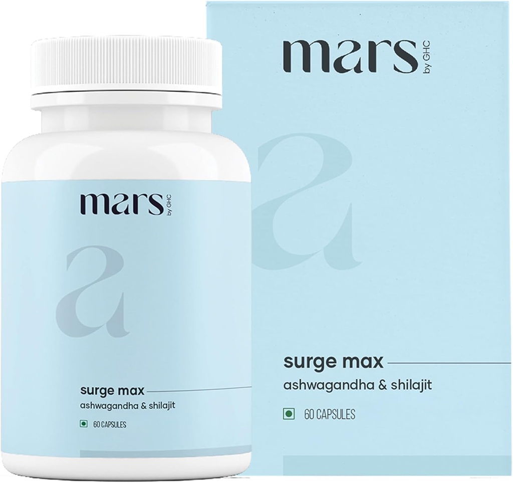 Mars Surgemax Přírodní kapsle s Shilajit & Safed Musli Dublin 124; Podporuje energii, sílu & imunitu 124; pro aktivní životní styl 124; 60 Kapsle 124; Balení po 1