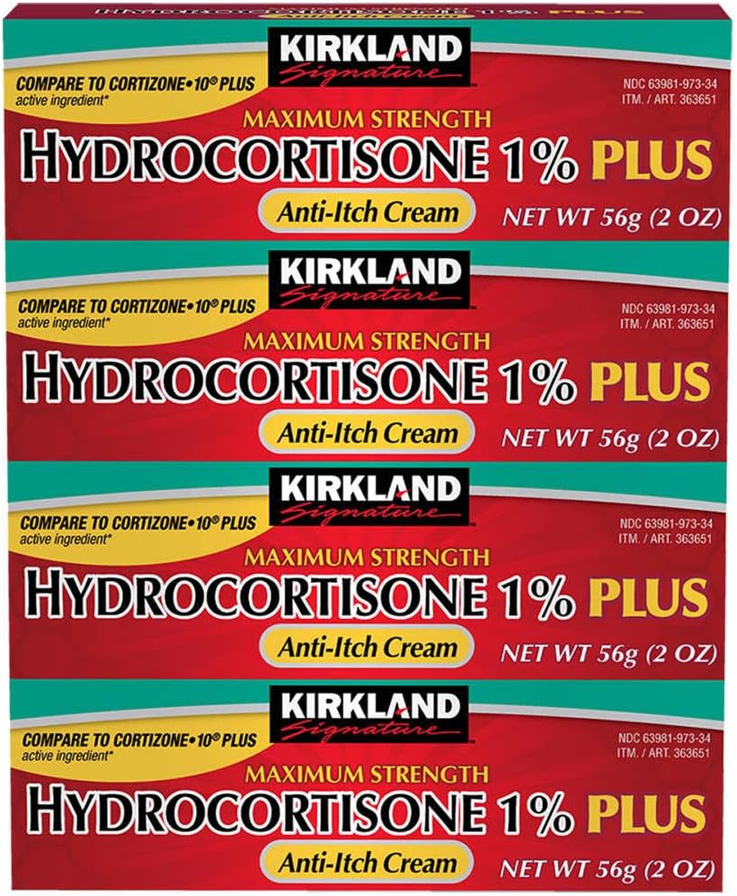 Podpis Kirkland Maximální síla Hydrokortizon Cream 1% s Aloe, 2unce (balení po 4)