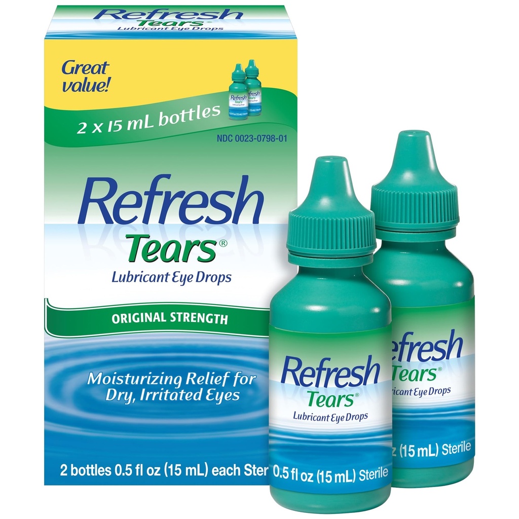 Refresh Slzy, Lubrikantní oční kapky, 2 láhve .5 fl oz (15 ml)