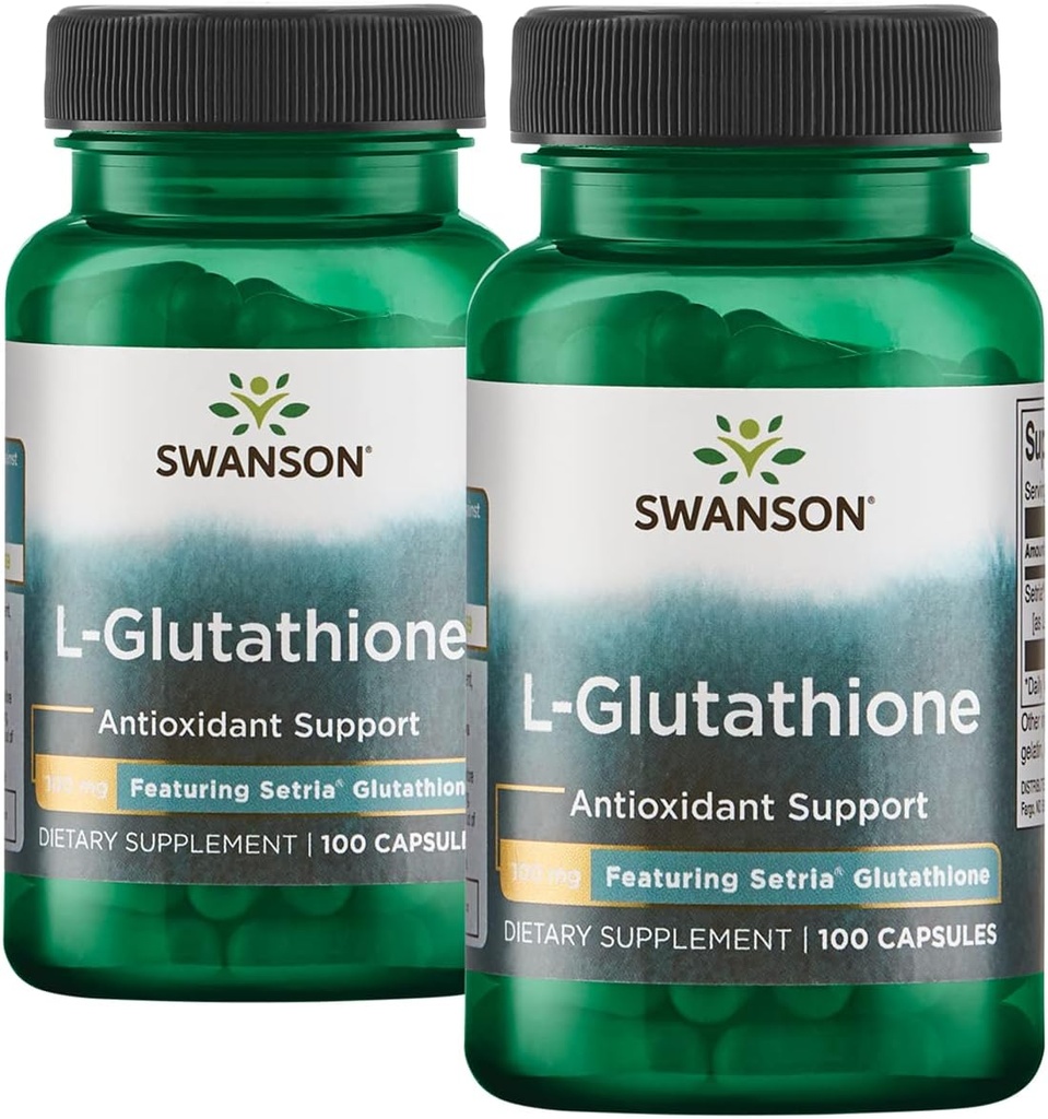 Swanson Amino Acid L- Glutathione 100 miligramů 200 Kapsle 2 Lahvičky