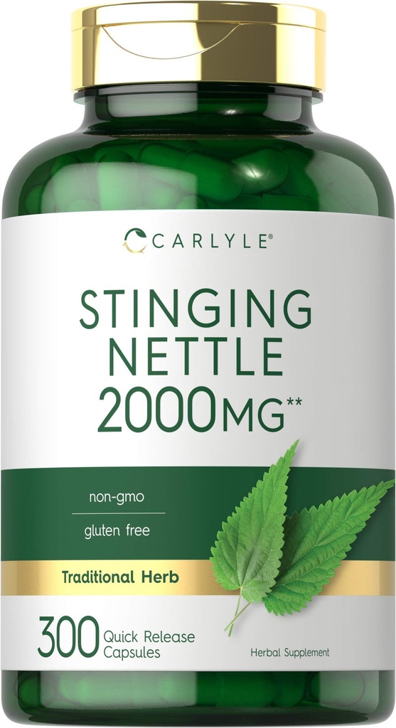 Carlyle Stinging Nettle Leaf Extract 2000mg PHARMAR 124; 300 kapslí PHARMAR 124; Non- GMO & Gluten zdarma dodatek