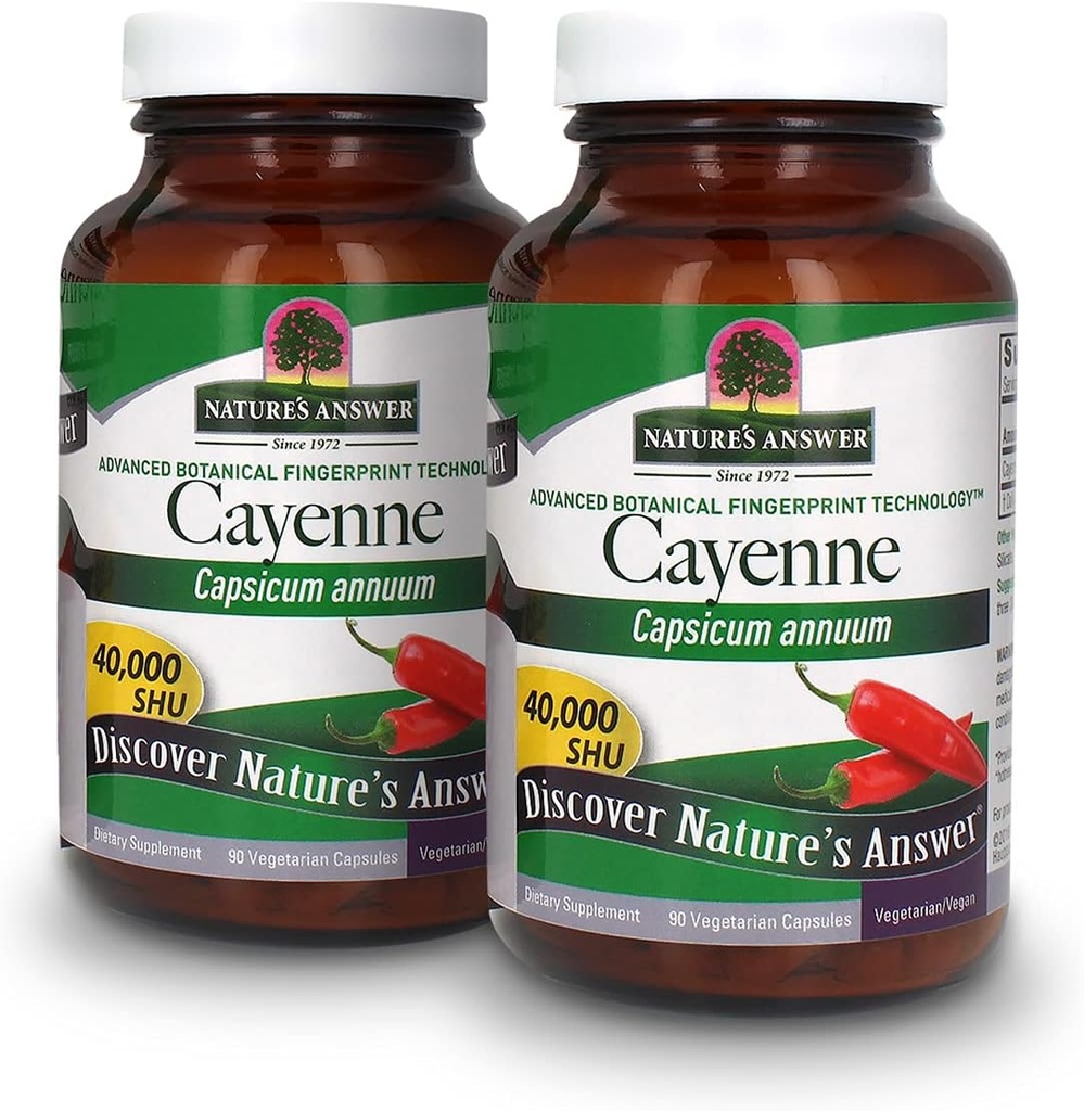 Příroda odpověď Cayenne Pepper Powder Capsule Dodatek, 90- Počet 124; Přírodní metabolismus Booster 124; Promotes Kardiovaskulární zdraví 124; Pomáhá s trávení & oběh (Balení po 2)