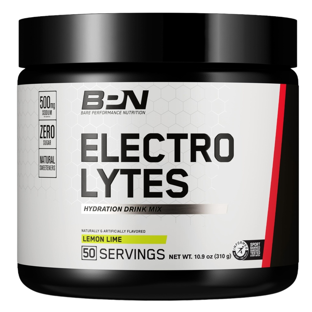 BPN Electrolytes Hydration Drink Mix 124; Sugar Free Electrolyte Powder 124; 500mg sodíku na porci 124; Přirozeně slazené 124; Lemon Lime, 50 Servings