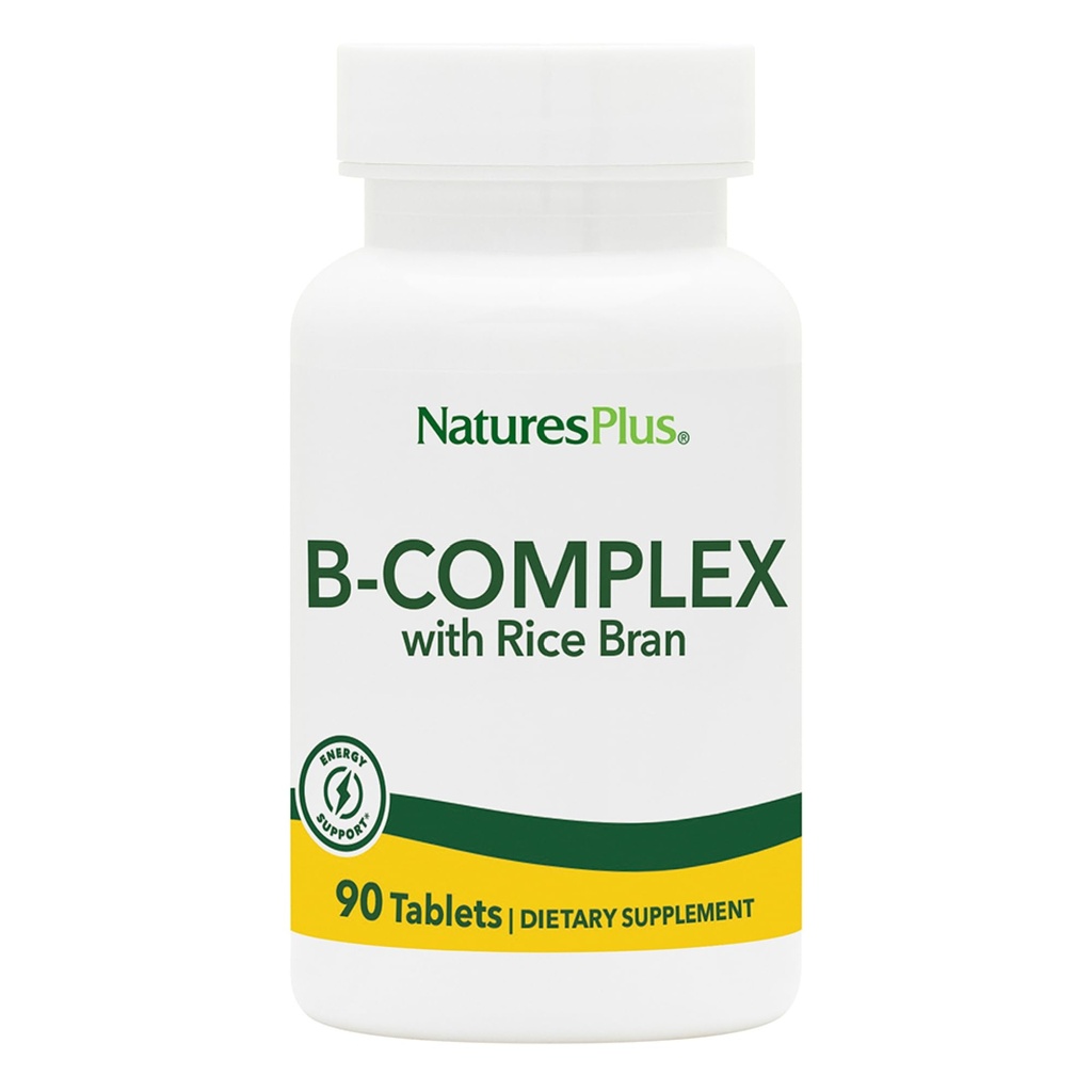 NaturesPlus B-Complex s rýžovými otrubami - 90 Tablety - Vegetariánské, Gluten Free - 90 Služeb