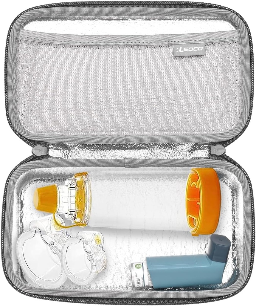 RLSOCO nosič pouzdro pro Asthma Inhaler pro děti a dospělé, Inhaler Spacer Cestovní pouzdro pro zařízení, maska a další příslušenství (pouze pro případ)