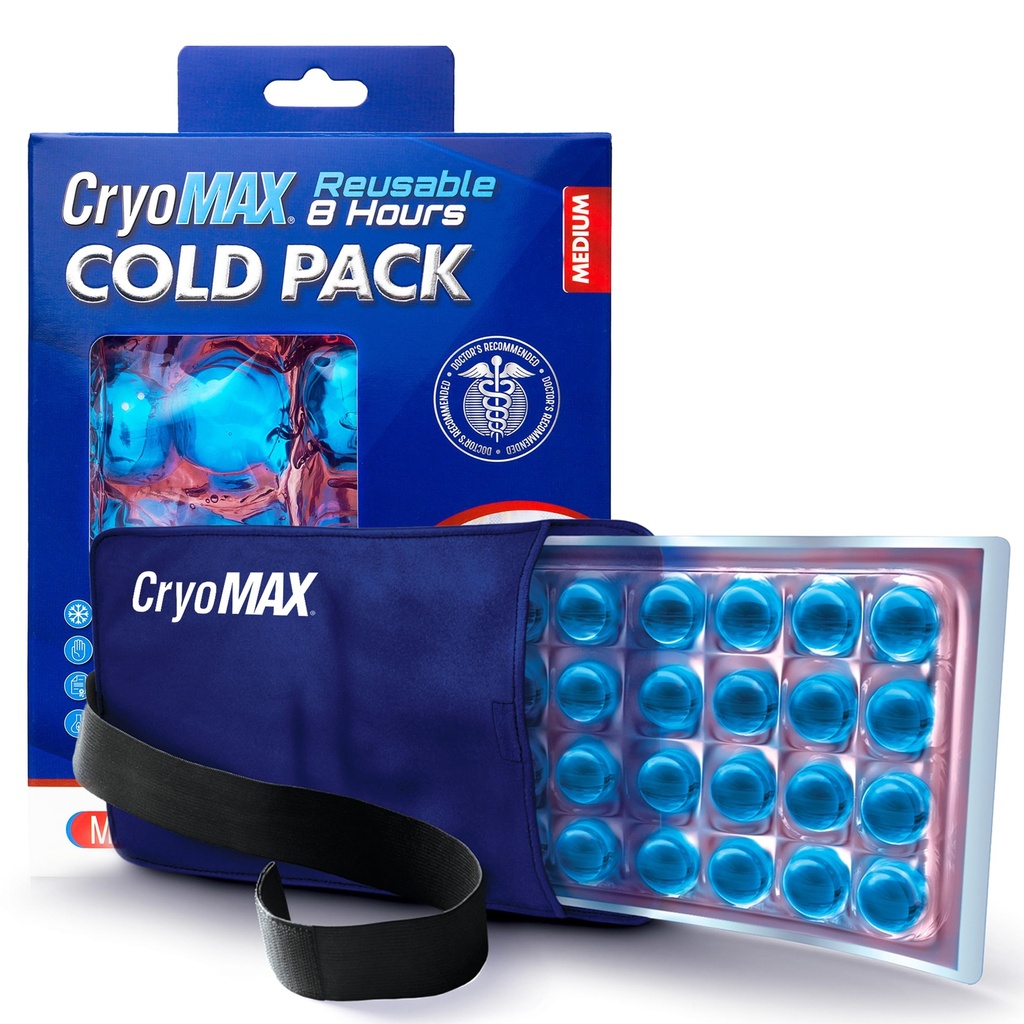 Kryo- Max Cold Pack, 8 hodinová opakovaně aplikovatelná studená terapie Ice Pack for Elbows, Knees, Neck + More, Medium, 6 "x 12" (1 počet)