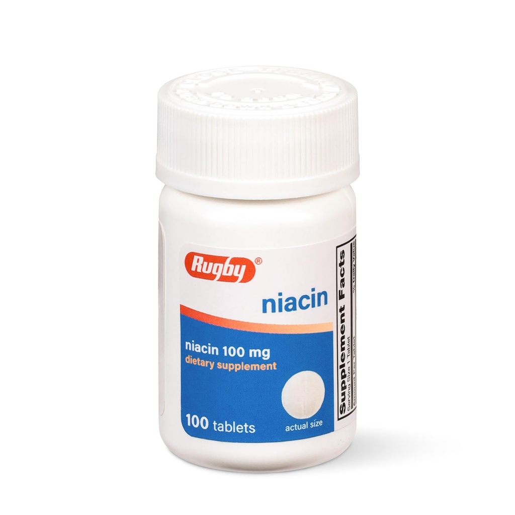 Rugby Niacin 100mg - Niacinové tablety s vápníkem - dodatek stravy - 100 Počet
