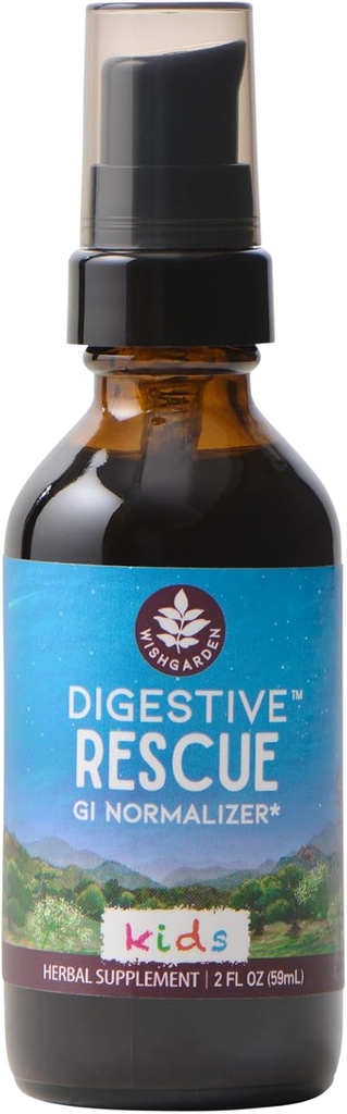 WishGarden Byliny Dědičná záchrana pro děti - Plant- based Bylinné & Organic Digestive Relief Tinktura s Peppermint Leaf, Ginger Root & Fennel Seed, Rychlé uklidnění trávicí Tummy Discomforts, 2oz