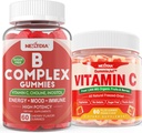 2 balení Vitamin B Komplexní gumy s 2000 mcg methyl B12, methylfolát + 1 balení celé potraviny Vitamin C gumy