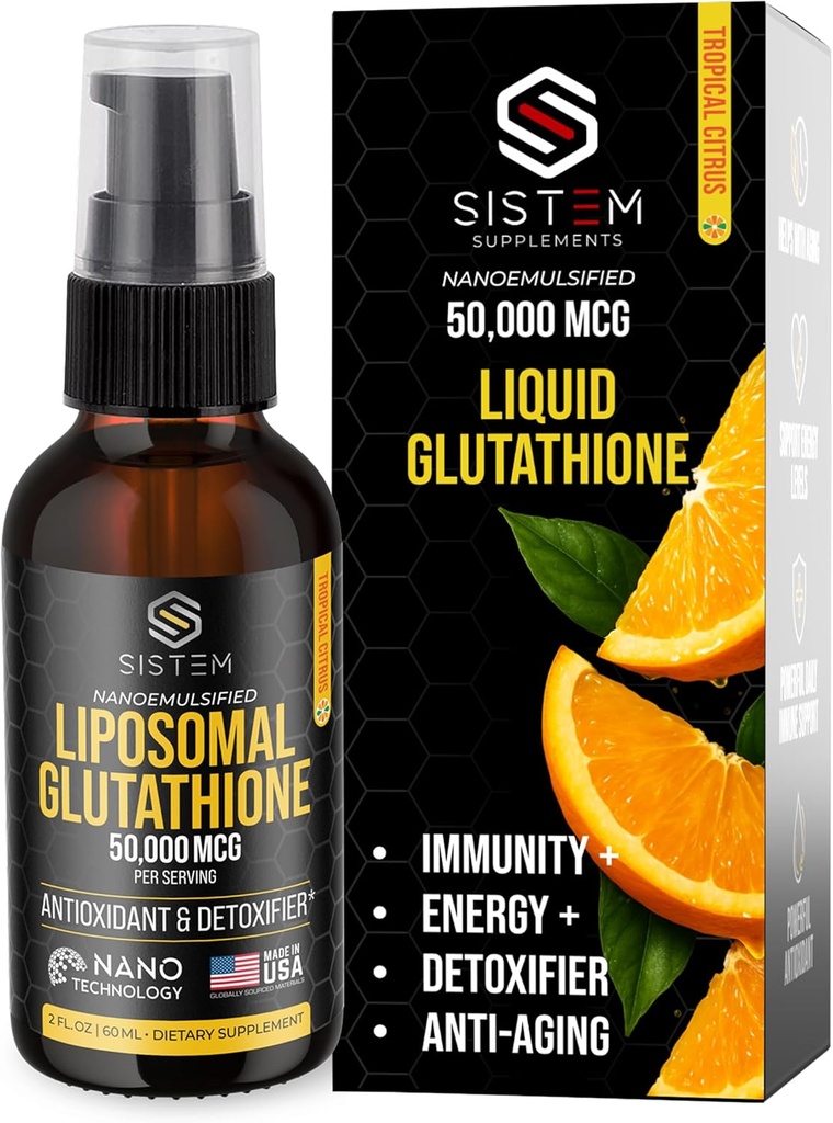 Sistem Liposomální Glutathione dodatek, Antioxidanty, Detox Cleanse, Imunitní podpůrný dodatek, Vitamin C, Liposomální sprej, Glutathione Sérum, Tropické Citrus Flavor