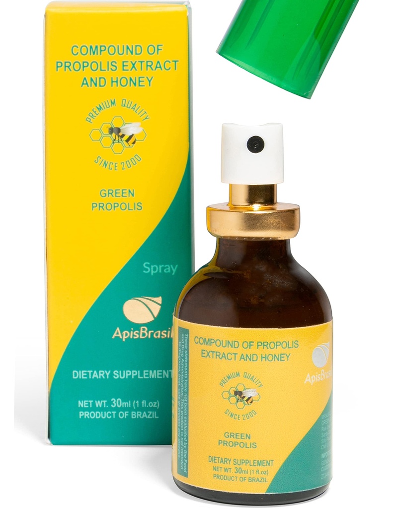 Brazílie Green Bee Propolis Spray (30 ml) - Přírodní imunitní podpora - Sore Throat Relief - Premium Quality - Balení po 1