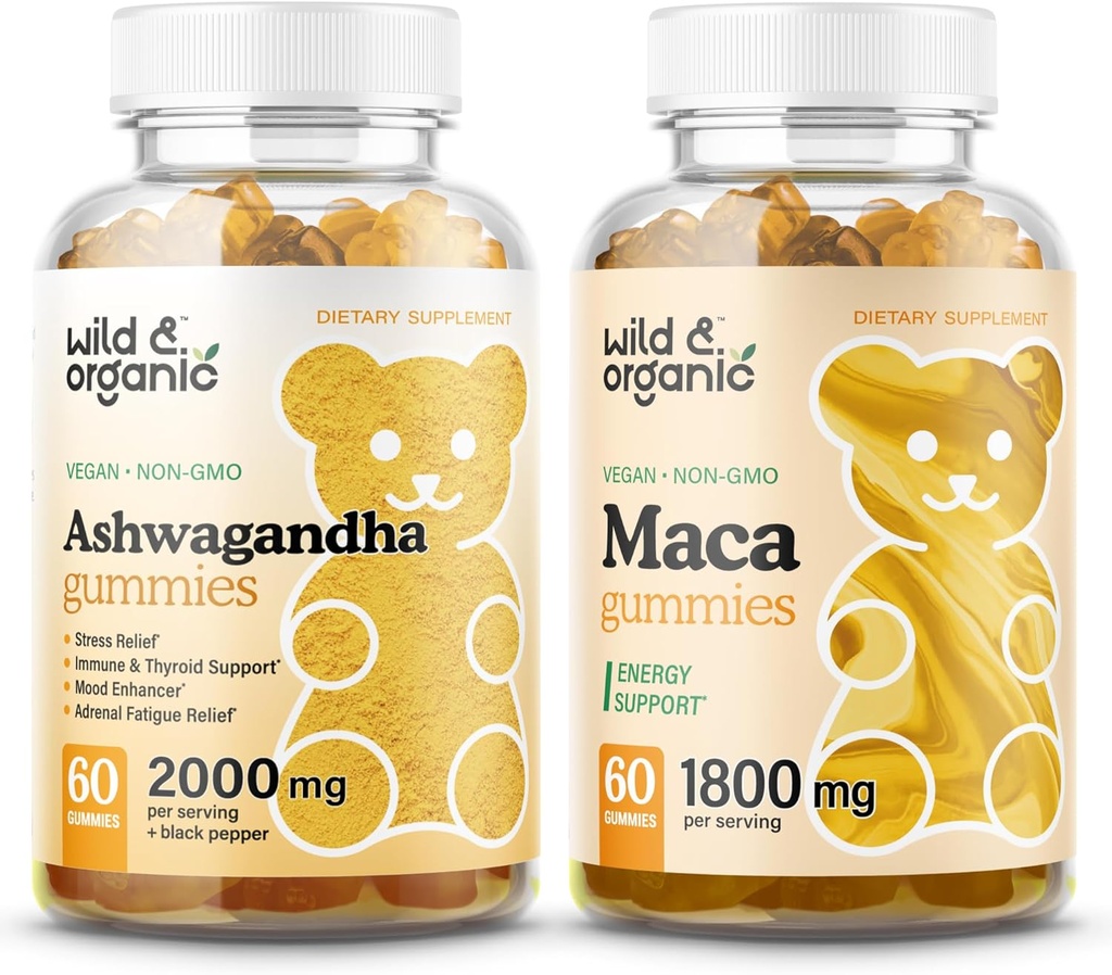 Wild & Organic Ashwagandha Gummies & Maca Root Gummies 60 Počet