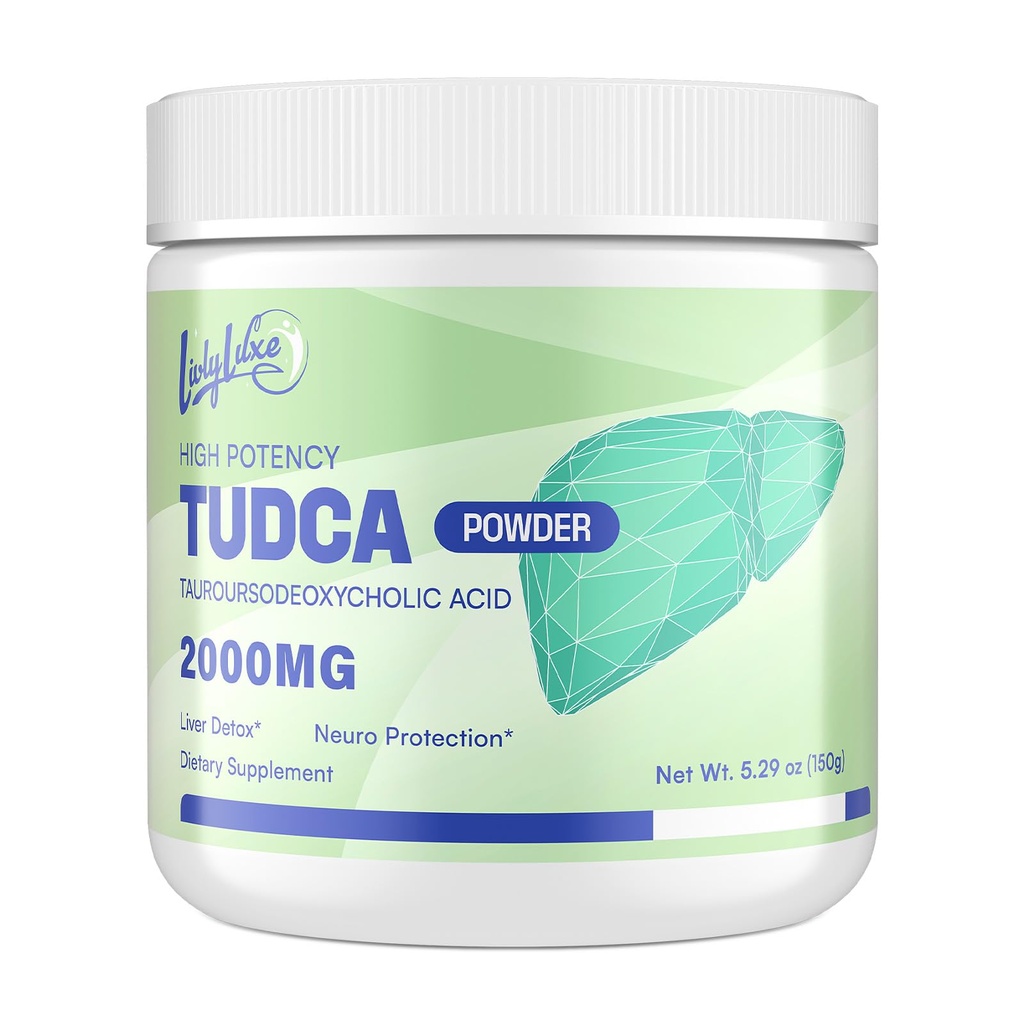 LivLyLuxe TUDCA Powder Jaterní podpora Dodatek - 2000mg Vysoká absorpce Játra Detox & Opravy Podpora s mlékem Thistle, Artichoke, Bile Salts, Ox Bile, Bylinné Blend- 30 Služeb, Non- GMO