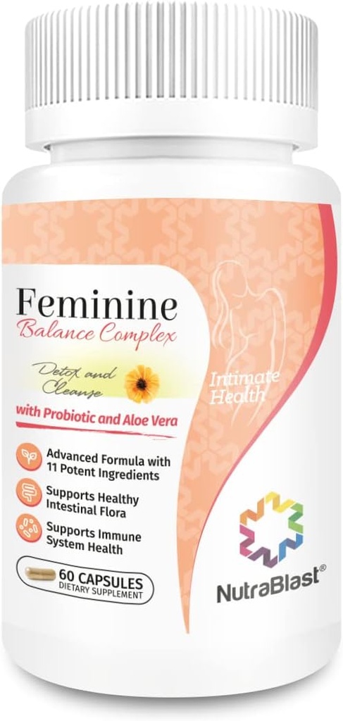 NutraBlast Feminin Balance Complex (60 Kapsle) 124; Vaginální Detox & Cleanse Probiotika 124; Podporuje zdravé střevní Flora & imunitní funkce 124; Pokročilý vzorec s 11 Všechny přírodní složky