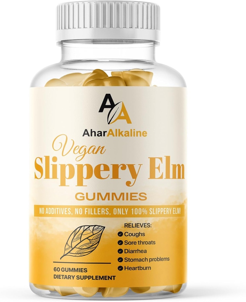 Slippery Elm Gummies, dodatek pro Sore Throats and Digestion, Ovoce Ochucené, 60 Počet (balení po 1)