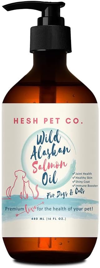 Premium Wild Aljašský losos olej pro psy & kočky 16oz kůže & Coat přírodní tekuté potraviny dodatek pro zvířata v zájmovém chovu, rybí olej, Omega 3, EPA + DHA mastné kyseliny pro společnou funkci, imunitní a srdeční zdraví!