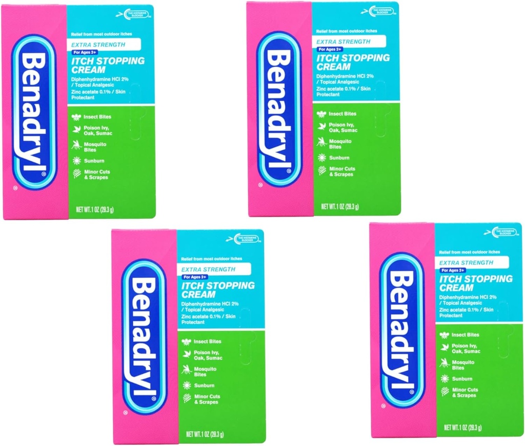 Benadryl Itch Stopping Cream Extra Strength 1 oz (balení po 4)