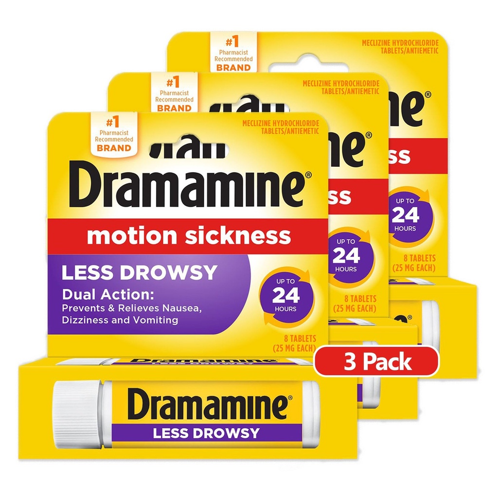 Dramamin Celý den méně utopení, Motion Nemoc Relief, 8 Počet, 3 balení