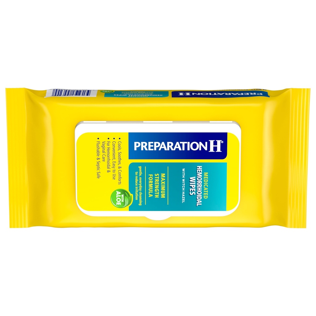 Příprava H Hemoroid Flusable Wipes s Hazel čarodějnice pro kožní podráždění Relief - 48 Počet
