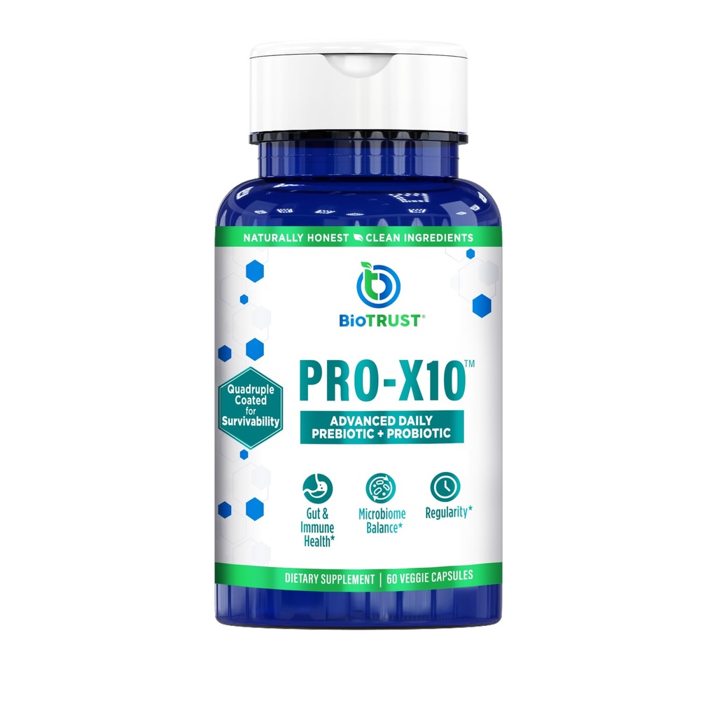 BioTrust Pro-X10 2.0 Probiotický dodatek - Probiotika pro stravitelné zdraví s prebiotikou - Podpora imunitního systému a GI zdraví - Bez glutenu, sóji a mléku, bez GMO - 60 Kapsle