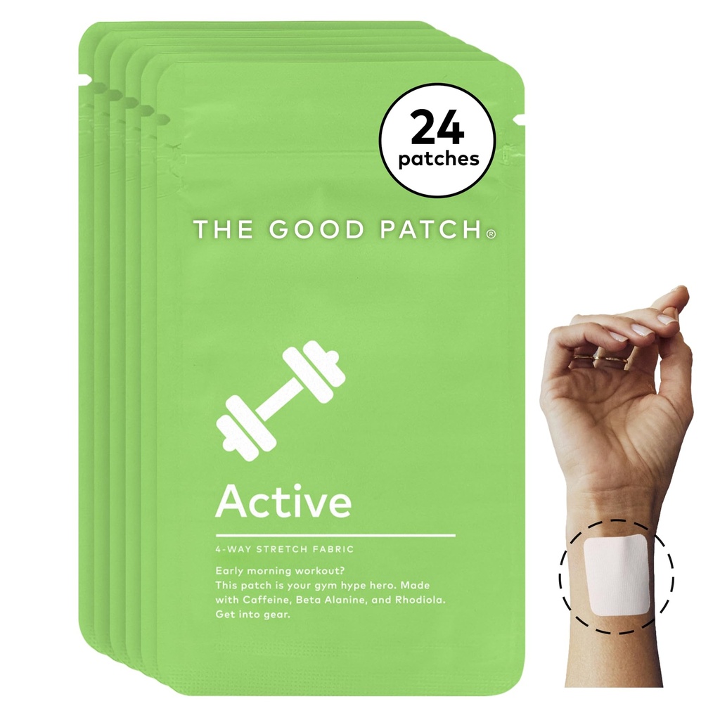Dobrý Patch Aktivní Patch, Energy Support, Přírodní Patch s kofeinem, Beta Alanin, Rhoddiola, Plant Powered Nošení Wellness, Trvalé uvolnění (24 Celkem Záplaty)