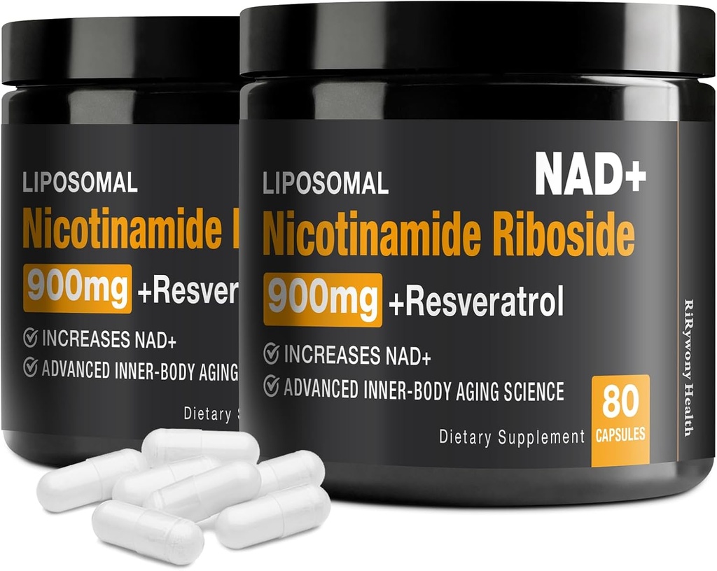 NAD dodatek - NAD + s nikotinamidovým ribosidem (NR) a resveratrolem Quercetin 900mg čisté organické NAD Plus pro buněčné opravy funkce zdravého stárnutí mozku (2 balení)