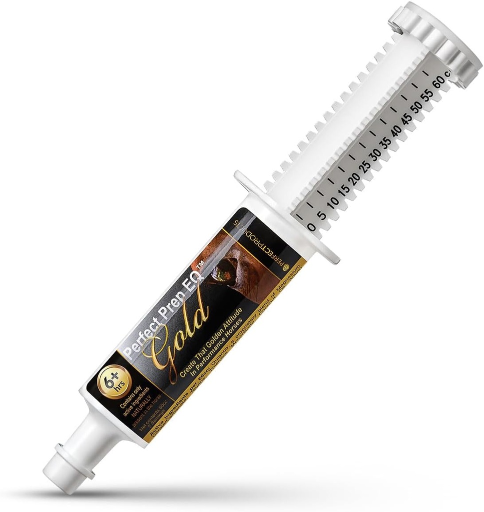 Perfect Prep EQ Gold Equine Calmer Long- Acting All Natural for Horse Anxiety, Lasts 18 + Hodiny, 60cc Paste