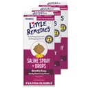 Little Remedies Sterilní Baby Saline Nasal Spray a kapky, Bezpečné pro novorozence, aby se ulevilo Stuffy a suché nos, 0.5 Fl Oz, balení po 3