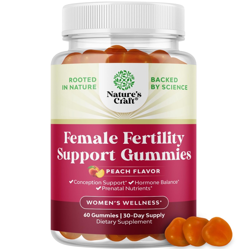 Plodnost Gummies pro ženy Snaží se početí - Yummy Gummy plodnost dodatek pro ženy s Myo-Inositol Folic Acid & Vitex Chasteberry - Vegan Non- GMO & gluten zdarma - šťavnaté Peach (30 Služení)