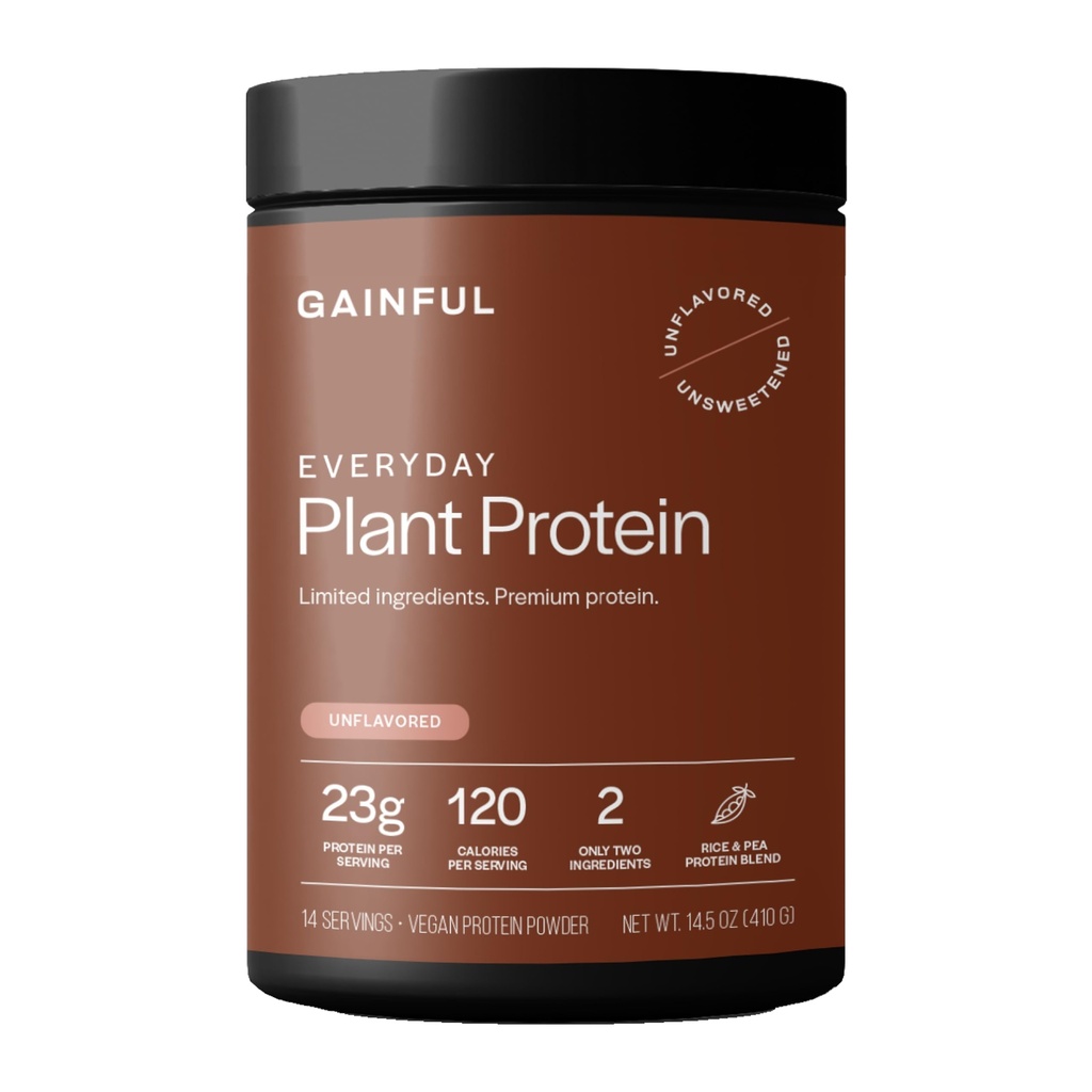 Gainful Everyday Plant Protein Powder, 23g Plant Protein per Serving, Neochucené, Podporuje sílu, zotavení, a vyvážená výživa, Vegan, Gut Friendly, Žádné umělé přísady, 14 Služeb